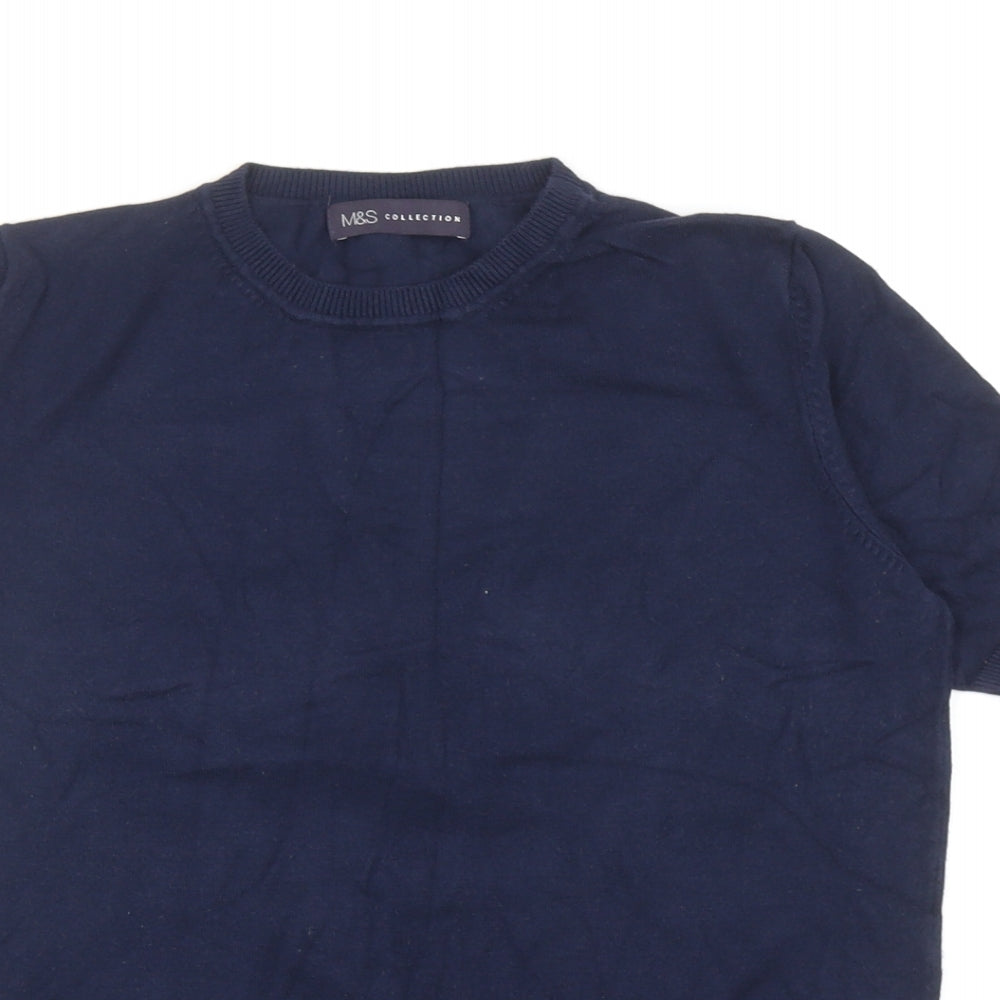 Marks and Spencer Womens Blue Round Neck Viscose Pullover Jumper Size 10