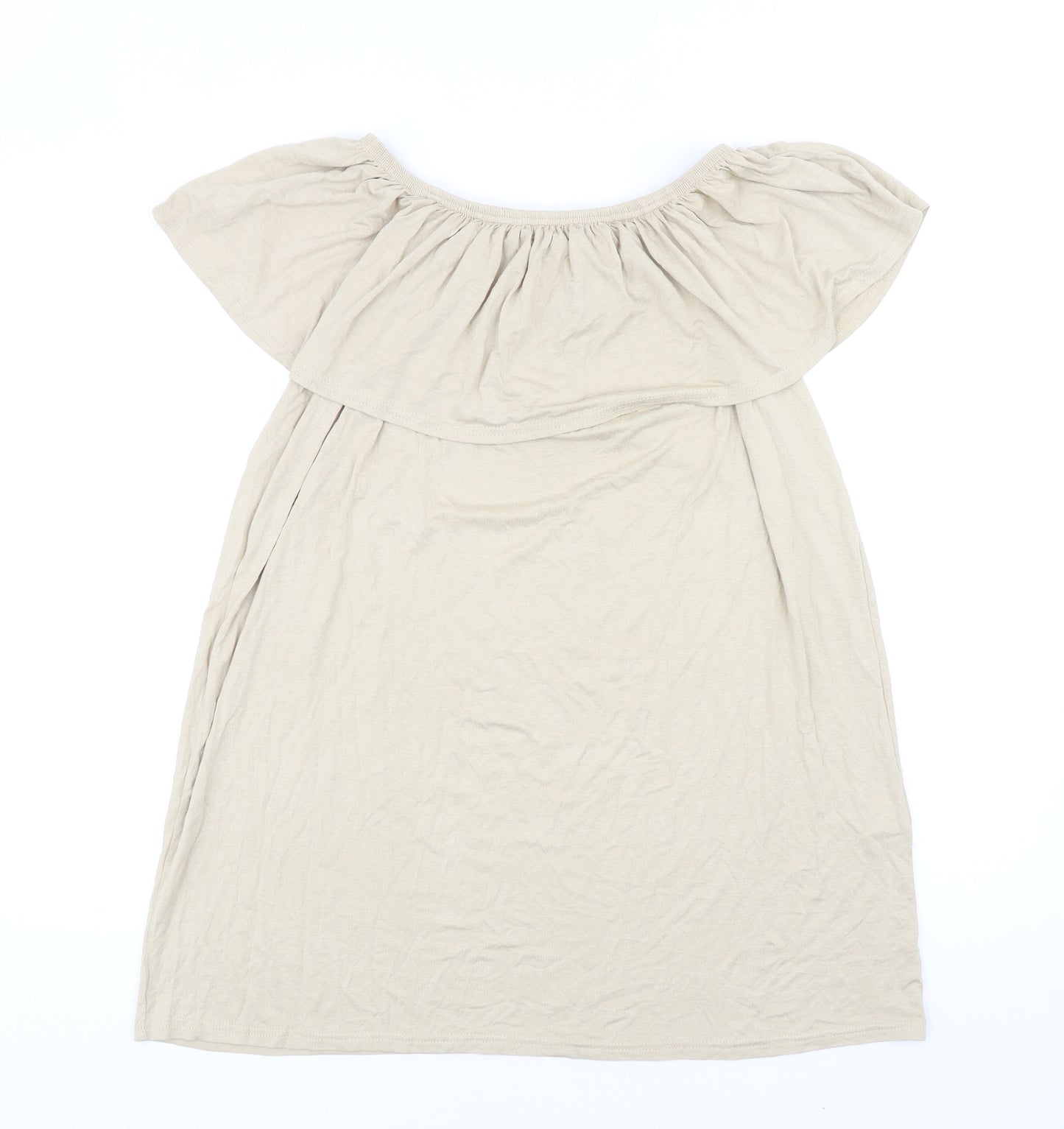 Boohoo Womens Beige Viscose Shift Size 10 Off the Shoulder Pullover