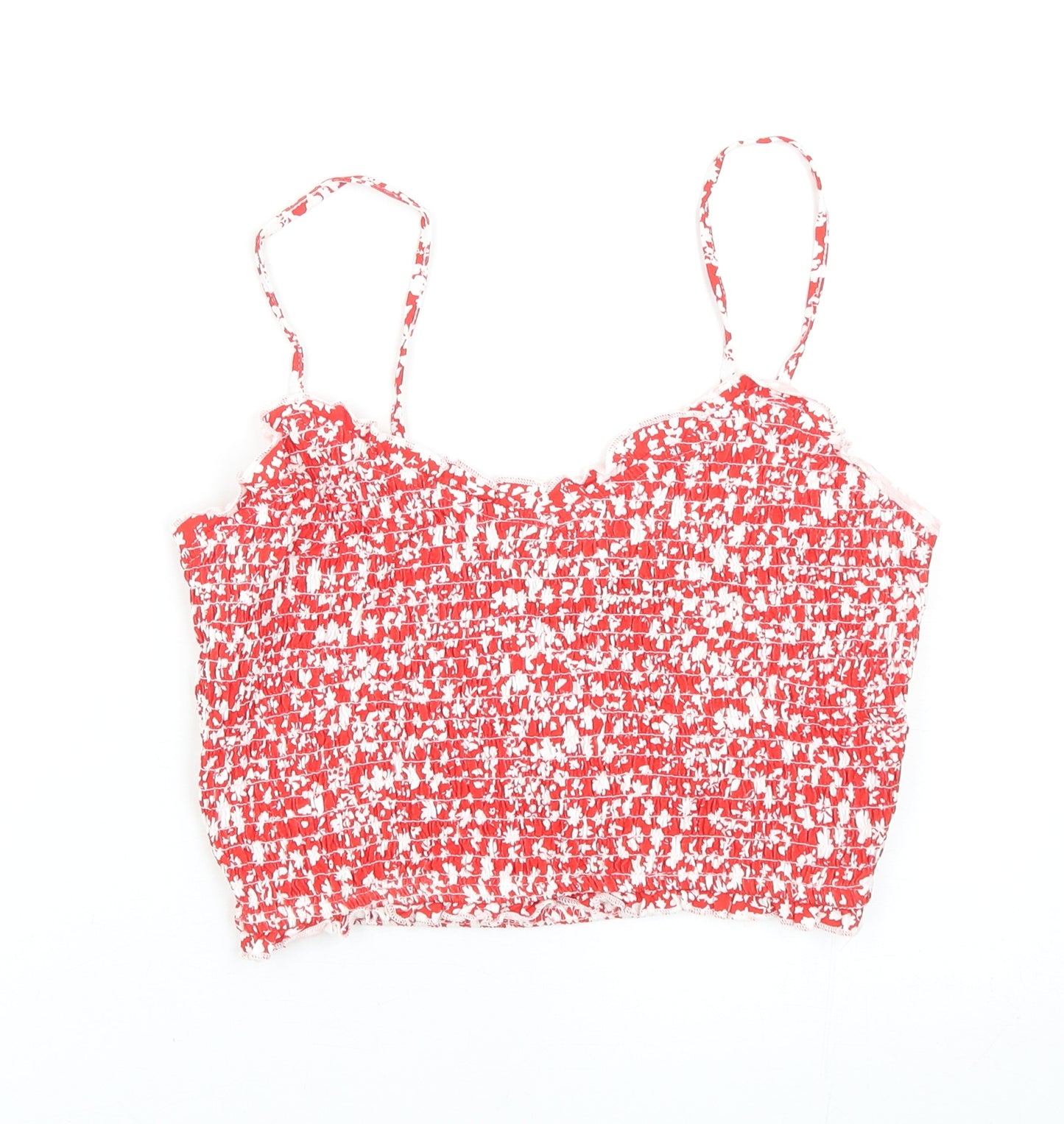 Primark Womens Red Geometric Cotton Camisole Blouse Size M V-Neck