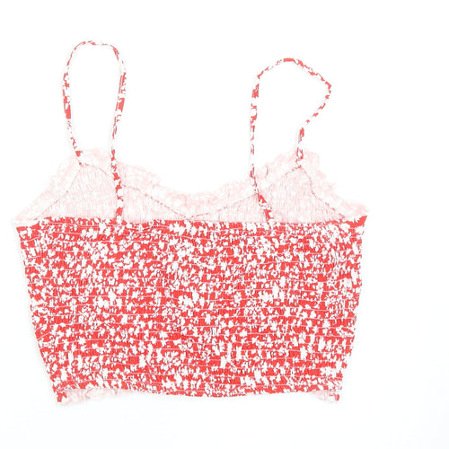 Primark Womens Red Geometric Cotton Camisole Blouse Size M V-Neck