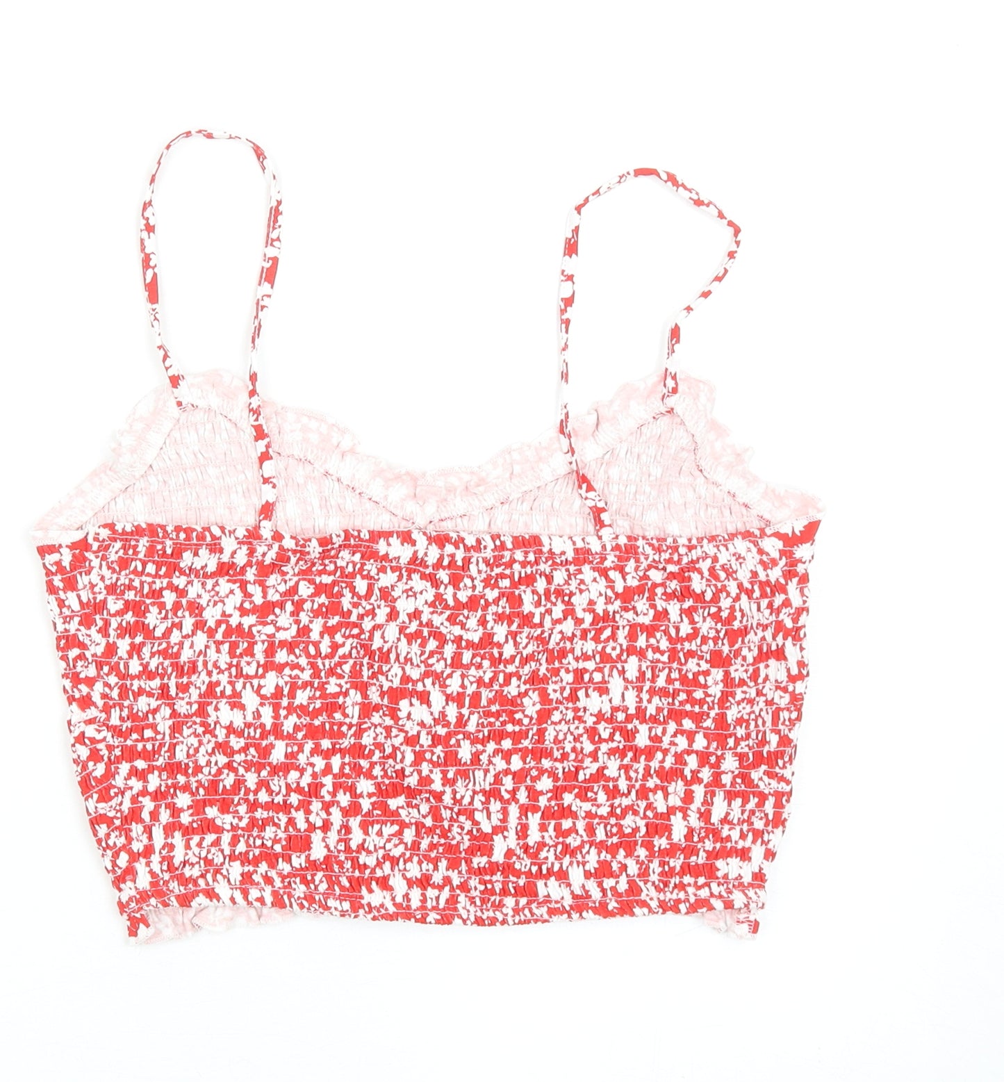 Primark Womens Red Geometric Cotton Camisole Blouse Size M V-Neck