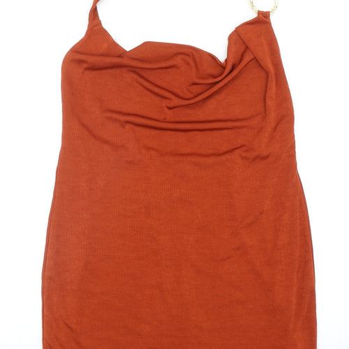 Topshop Womens Orange Polyester Bodycon Size 14 Halter Tie