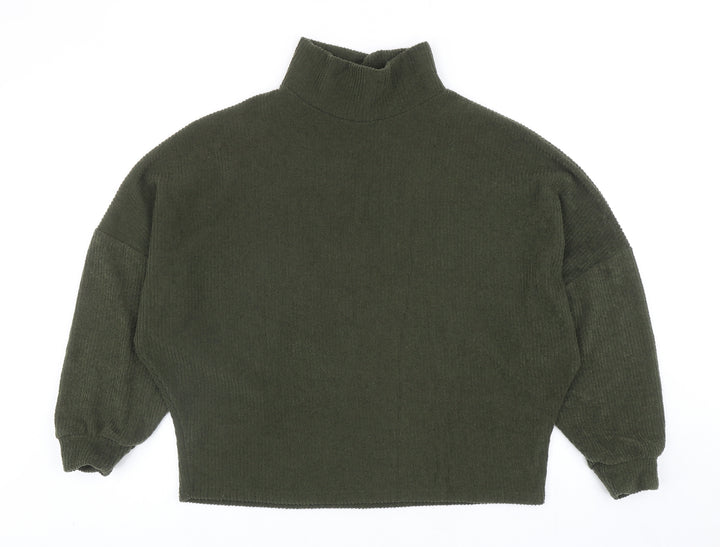 River Island Womens Green High Neck Polyester Pullover Jumper Size XS