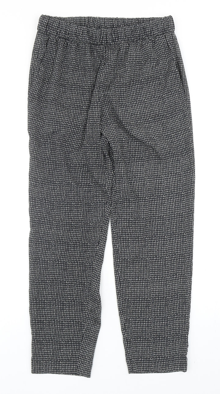 H&M Womens Black Geometric Polyester Jogger Trousers Size 10 Regular