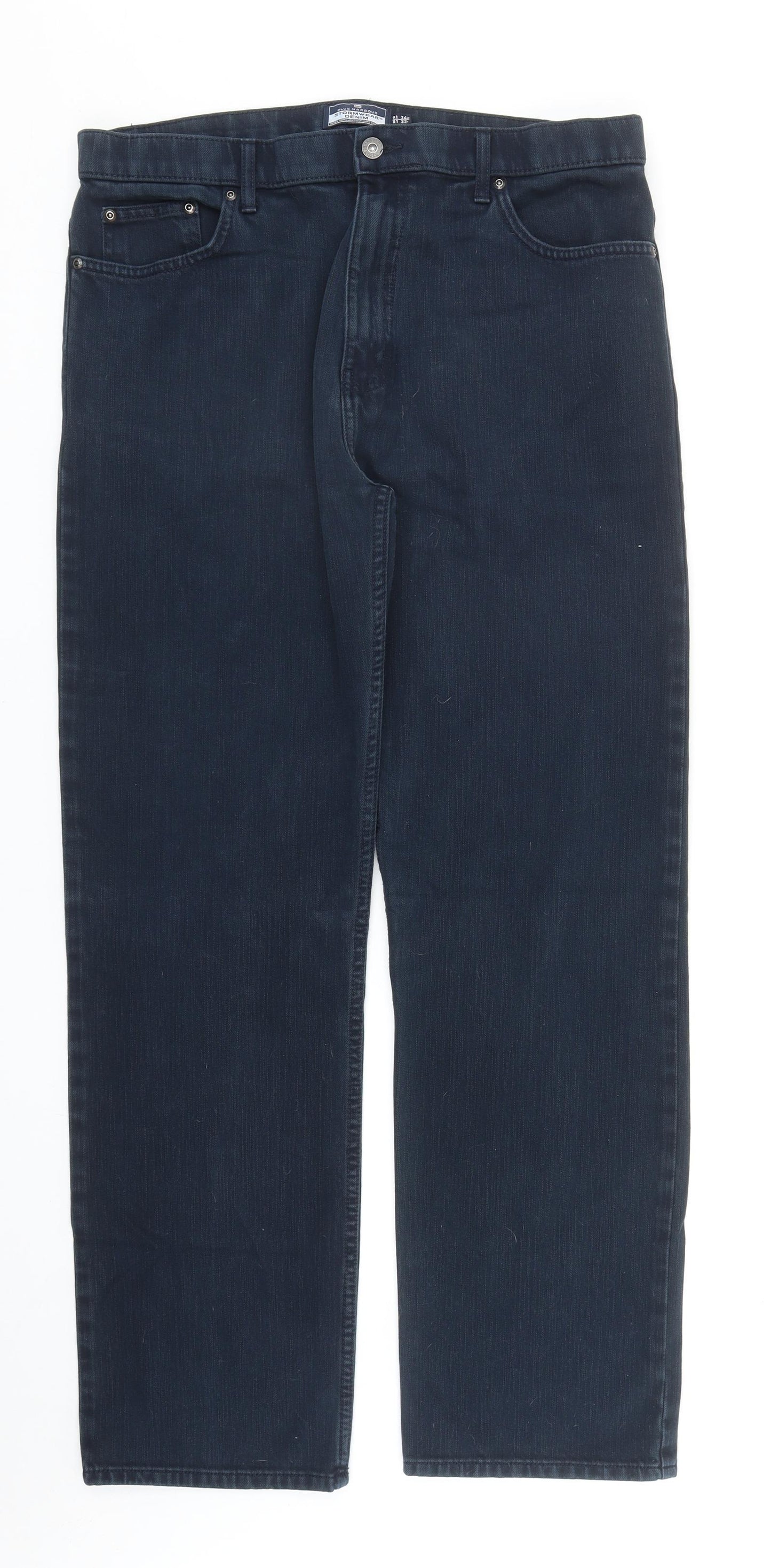 Blue Harbour Mens Blue Cotton Straight Jeans Size 36 in Regular Zip
