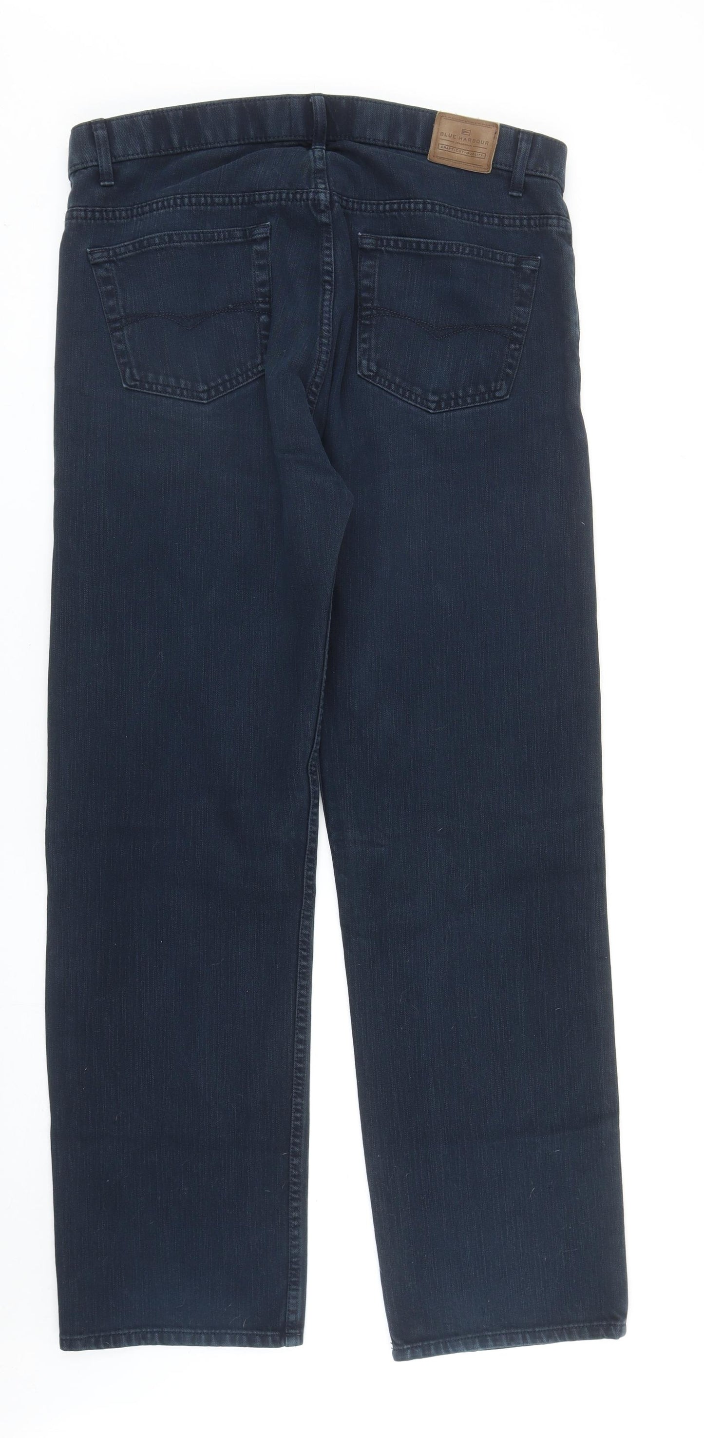 Blue Harbour Mens Blue Cotton Straight Jeans Size 36 in Regular Zip