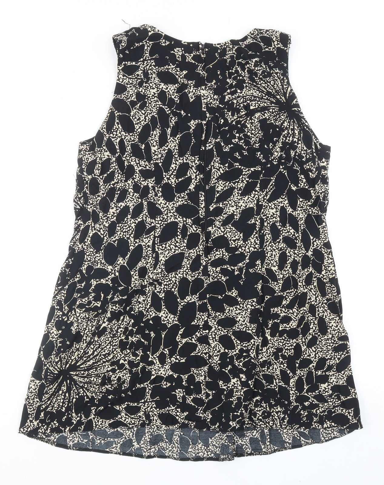 Dorothy Perkins Womens Black Geometric Viscose Basic Blouse Size 16 Round Neck - Leaf Print