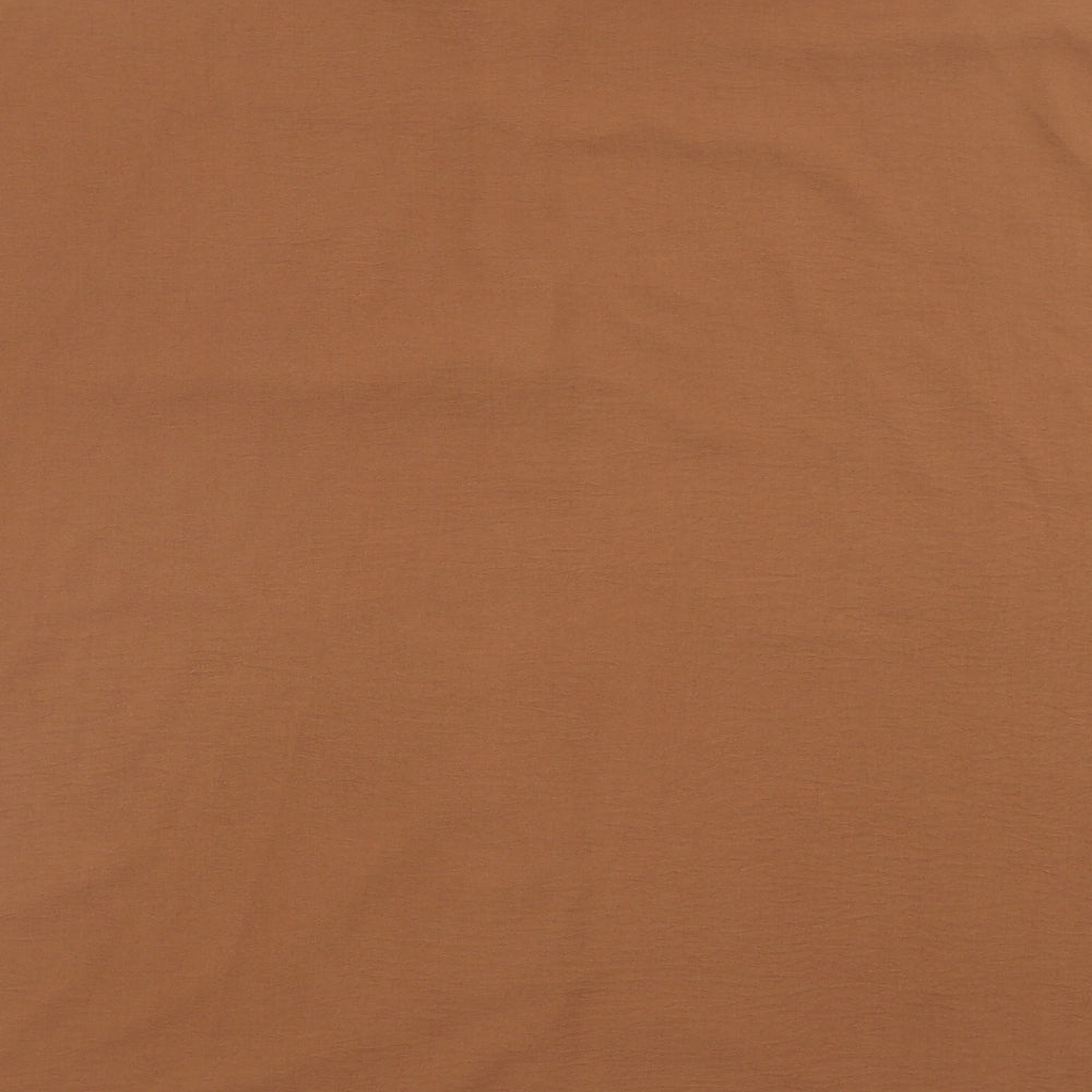 Boohoo Womens Brown Polyester Basic Button-Up Size 14 Collared