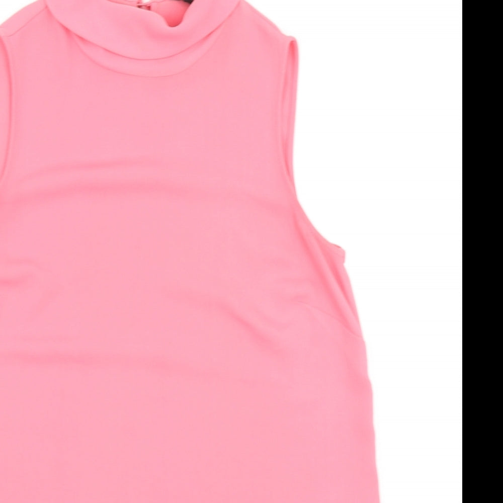 F&F Womens Pink Polyester Basic Tank Size 12 Mock Neck