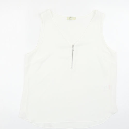 papaya Womens White Polyester Basic Tank Size 12 V-Neck
