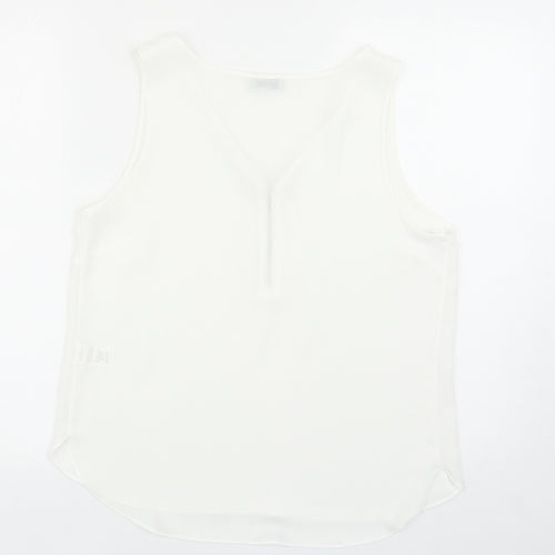 papaya Womens White Polyester Basic Tank Size 12 V-Neck