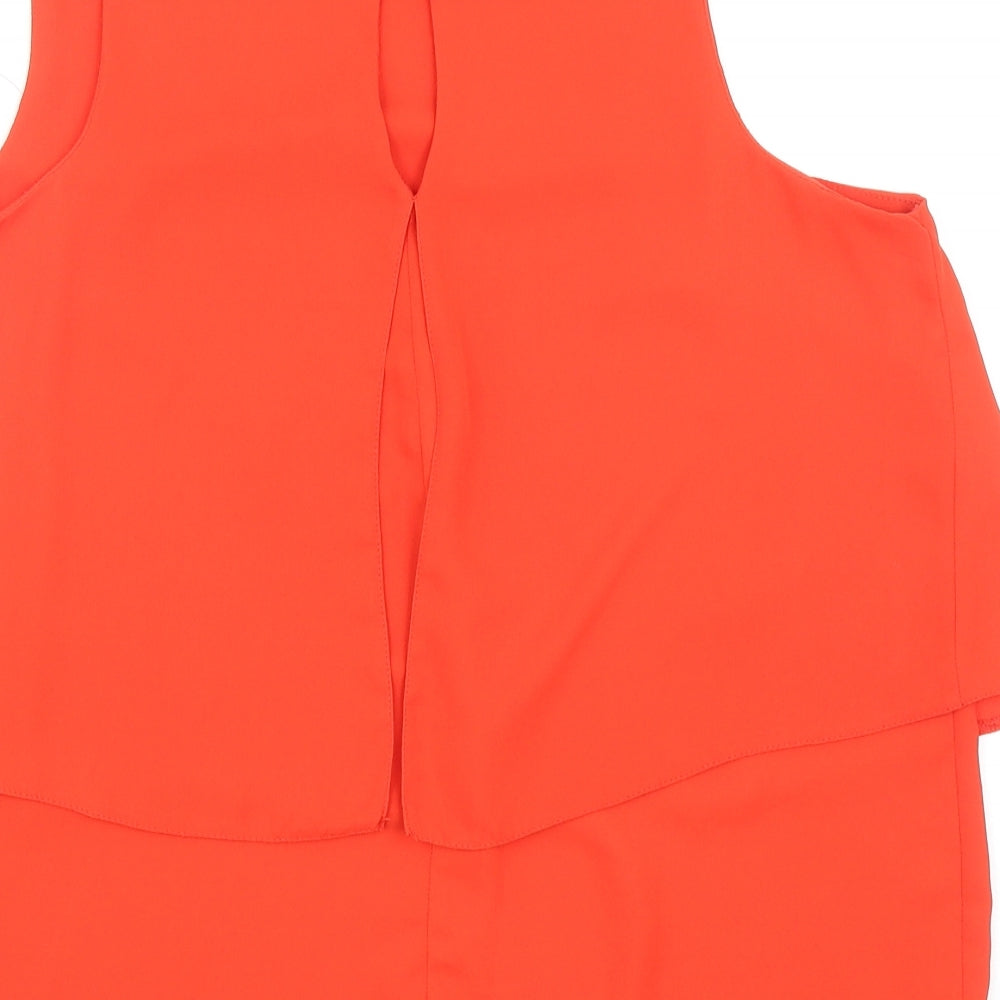 F&F Womens Red Polyester Basic Blouse Size 12 Round Neck