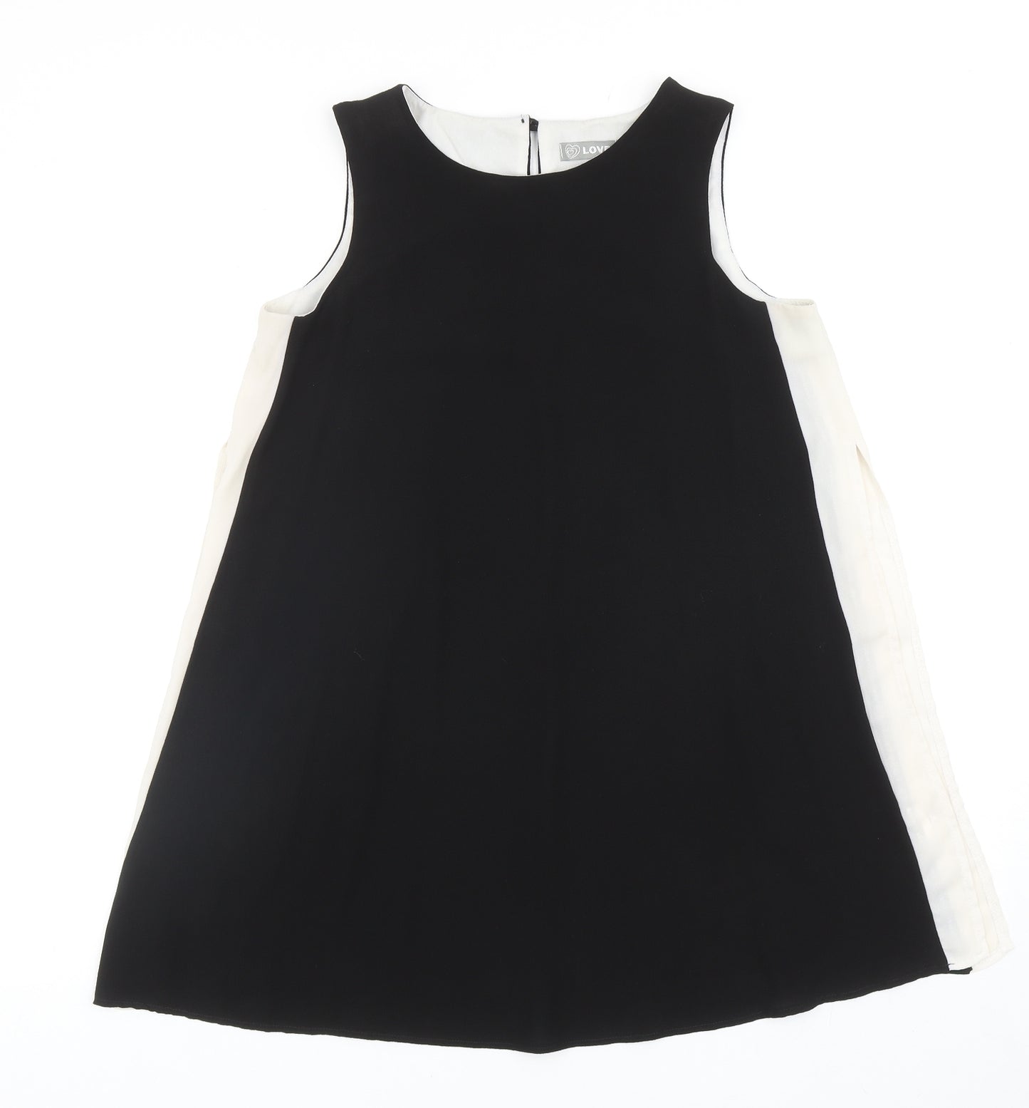 Love Womens Black Polyester Basic Blouse Size M Round Neck