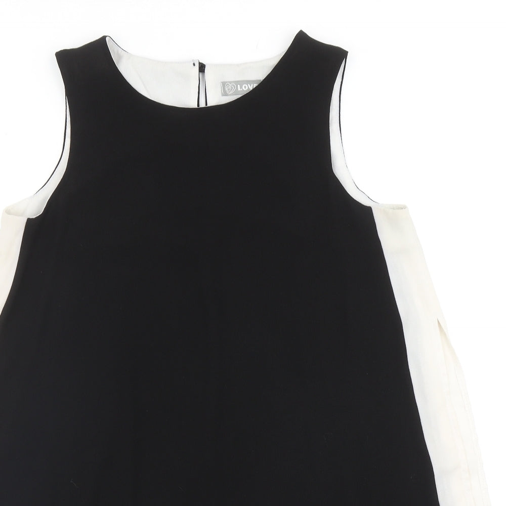 Love Womens Black Polyester Basic Blouse Size M Round Neck