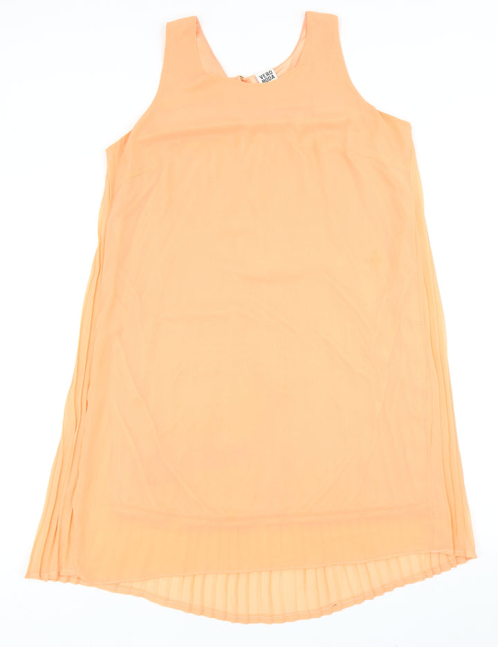 VERO MODA Womens Orange Polyester Tank Dress Size M Round Neck Button