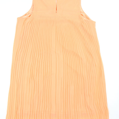 VERO MODA Womens Orange Polyester Tank Dress Size M Round Neck Button