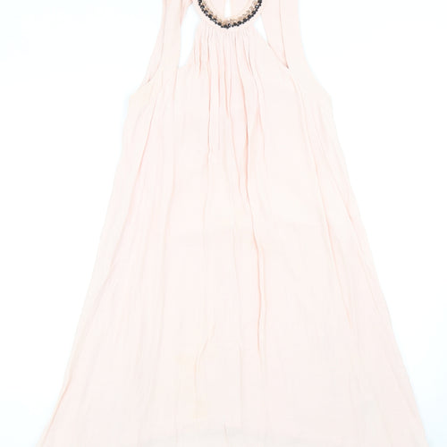 ASOS Womens Pink Viscose Fit & Flare Size 12 Round Neck Hook & Eye