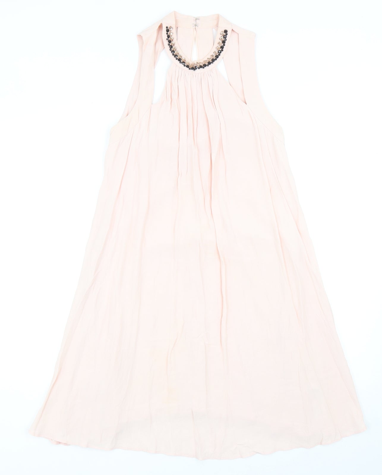 ASOS Womens Pink Viscose Fit & Flare Size 12 Round Neck Hook & Eye