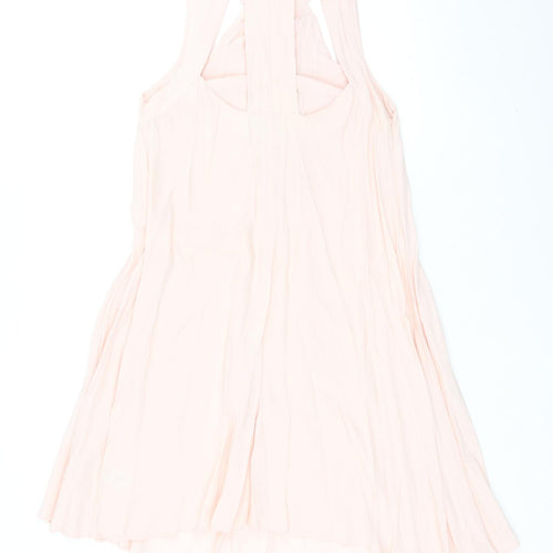 ASOS Womens Pink Viscose Fit & Flare Size 12 Round Neck Hook & Eye