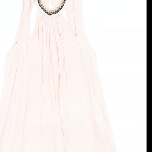 ASOS Womens Pink Viscose Fit & Flare Size 12 Round Neck Hook & Eye