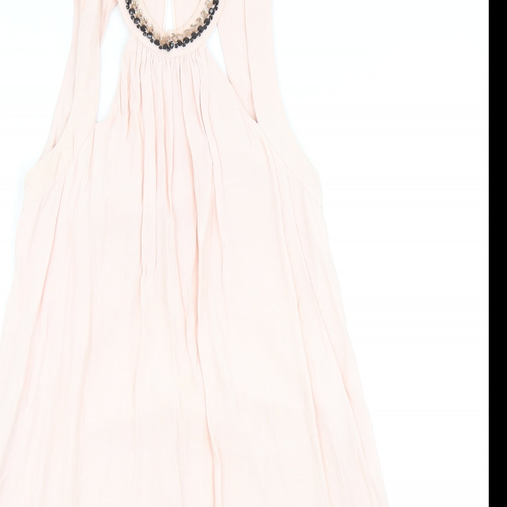 ASOS Womens Pink Viscose Fit & Flare Size 12 Round Neck Hook & Eye