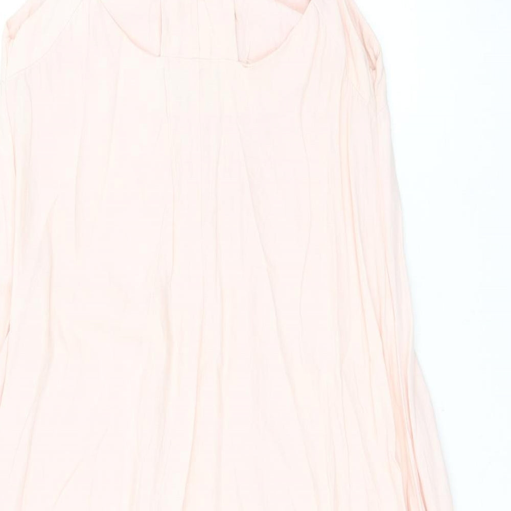 ASOS Womens Pink Viscose Fit & Flare Size 12 Round Neck Hook & Eye