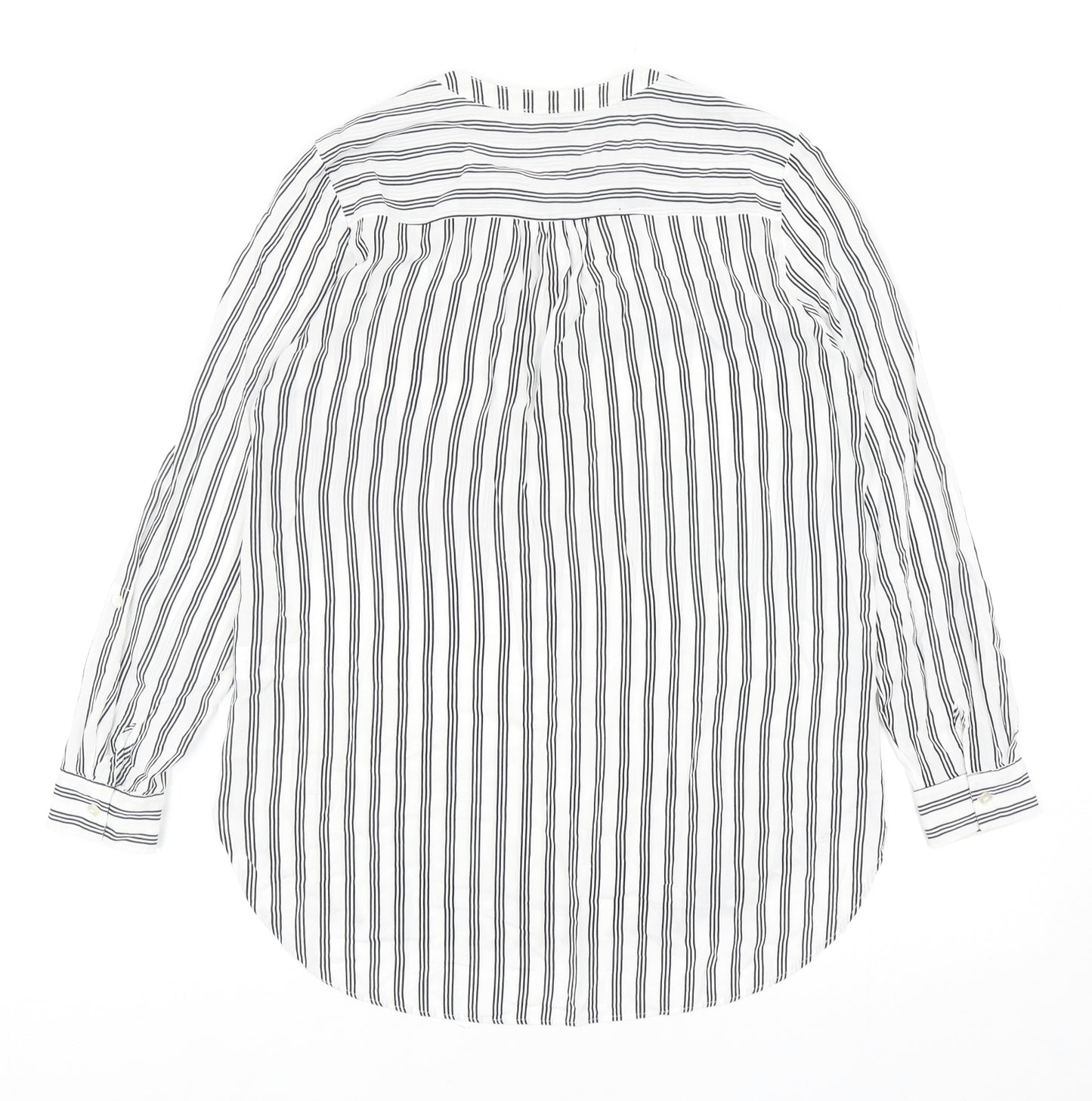 Primark Womens White Striped Viscose Basic Blouse Size 12 V-Neck
