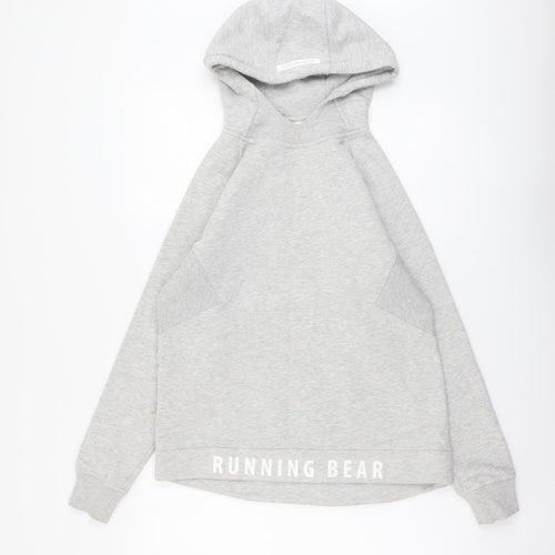 Running Bear Womens Grey Cotton Pullover Hoodie Size S Pullover