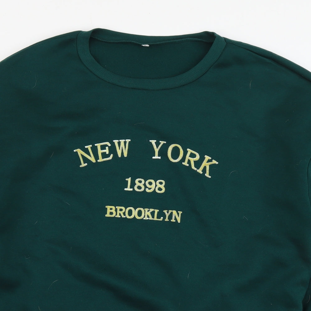 SheIn Mens Green Polyester Pullover Sweatshirt Size L - New York Brooklyn