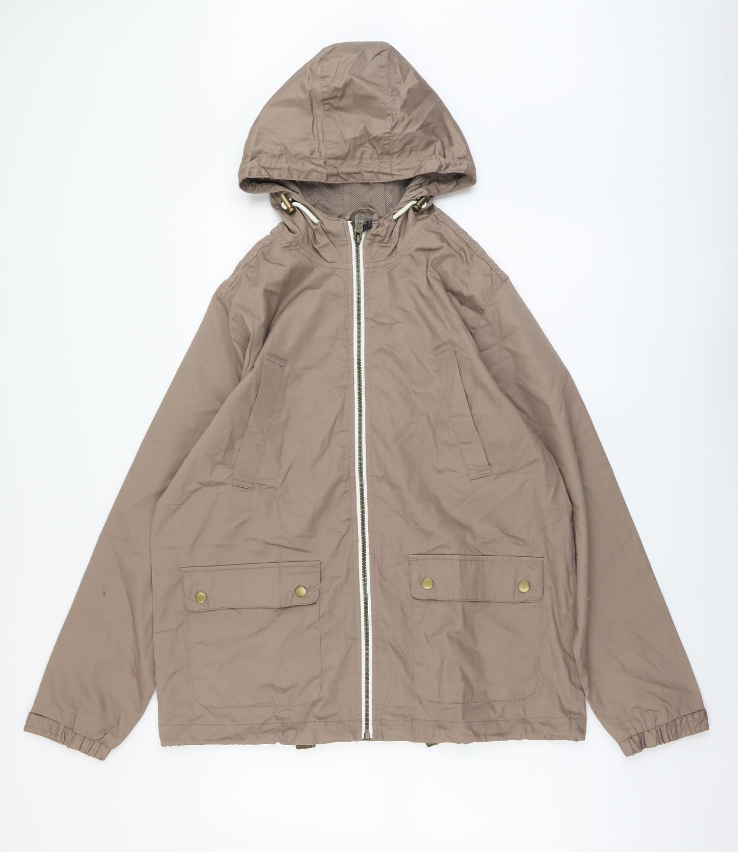 Cotton Traders Womens Brown Rain Coat Jacket Size M Zip