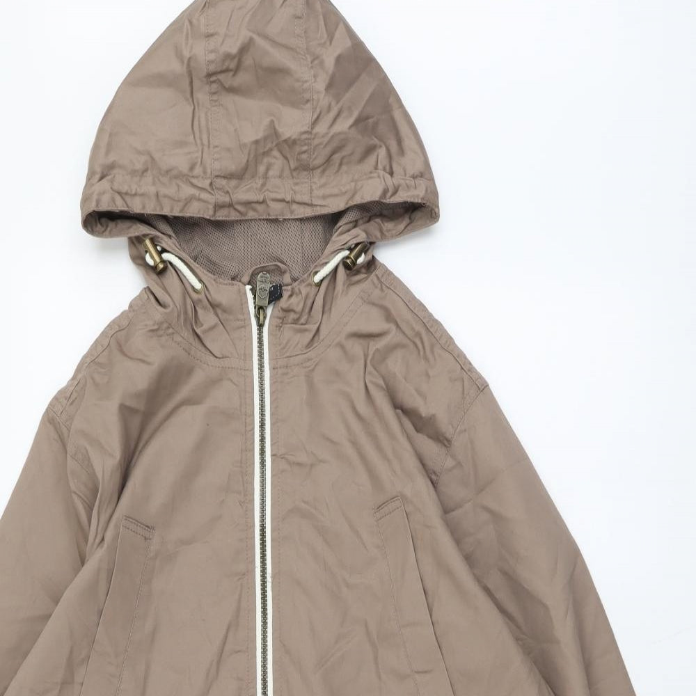 Cotton Traders Womens Brown Rain Coat Jacket Size M Zip