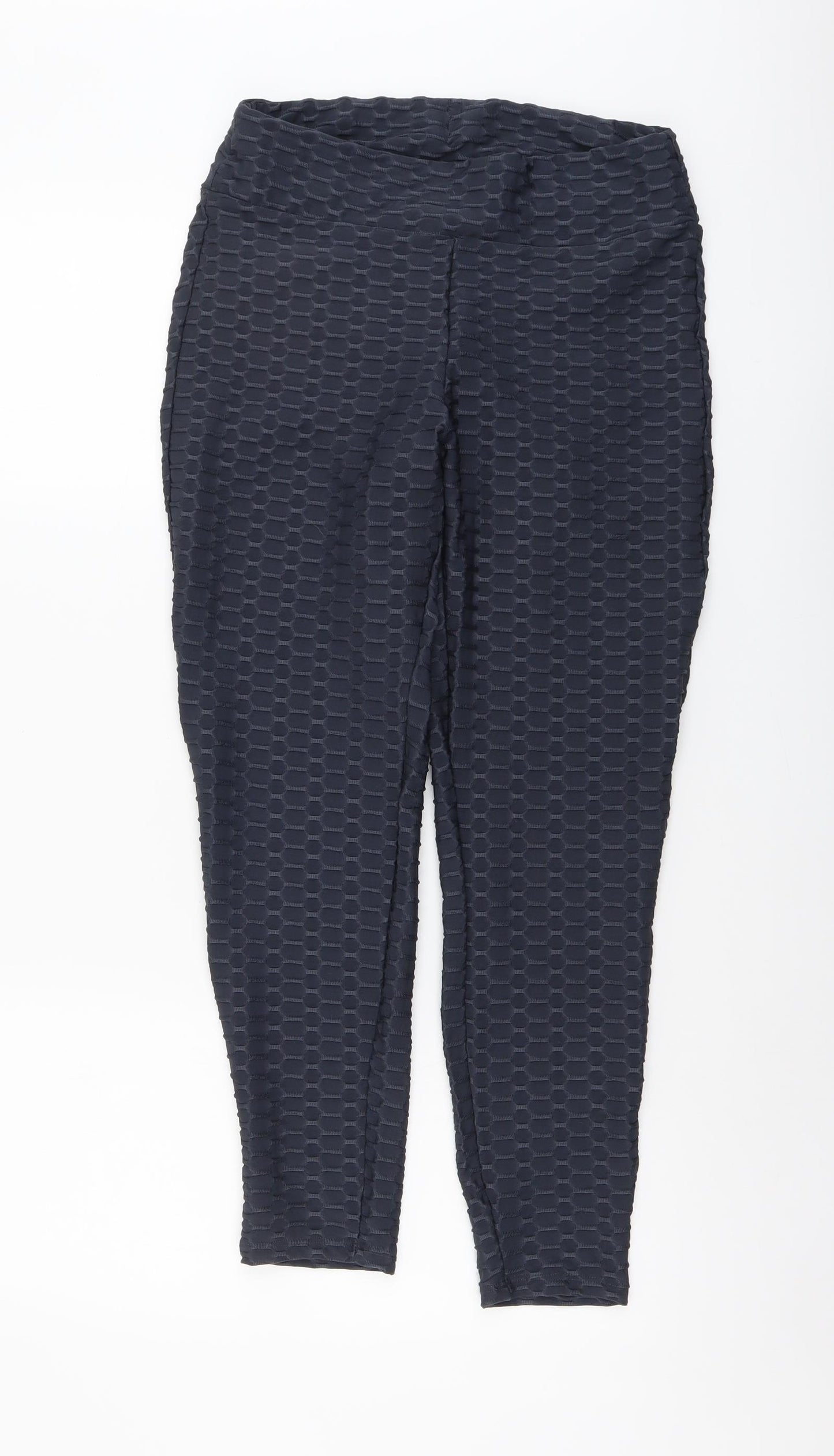 Souluxe Womens Blue Geometric Polyester Compression Leggings Size 12 L26 in Regular