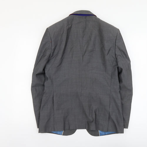 Alfred Brown Mens Grey Polyester Jacket Blazer Size S