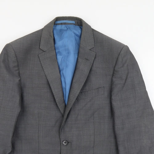 Alfred Brown Mens Grey Polyester Jacket Blazer Size S