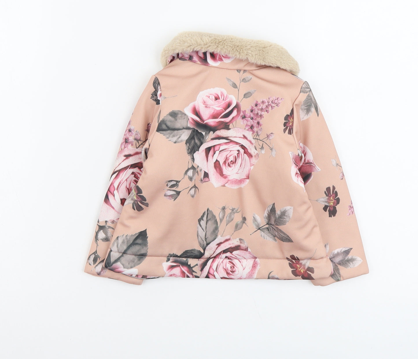 Firetrap Girls Pink Floral Pea Coat Coat Size 12-18 Months Snap