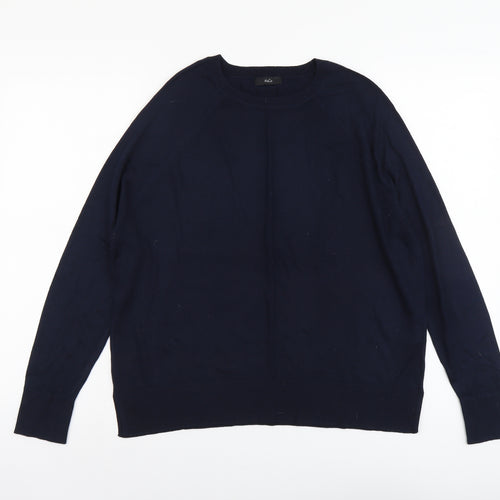 M&Co Womens Blue Scoop Neck Viscose Pullover Jumper Size 14