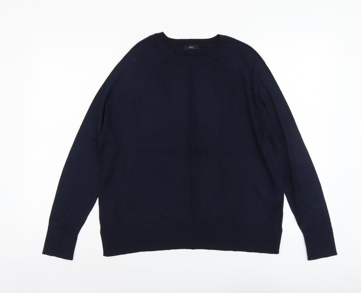 M&Co Womens Blue Scoop Neck Viscose Pullover Jumper Size 14