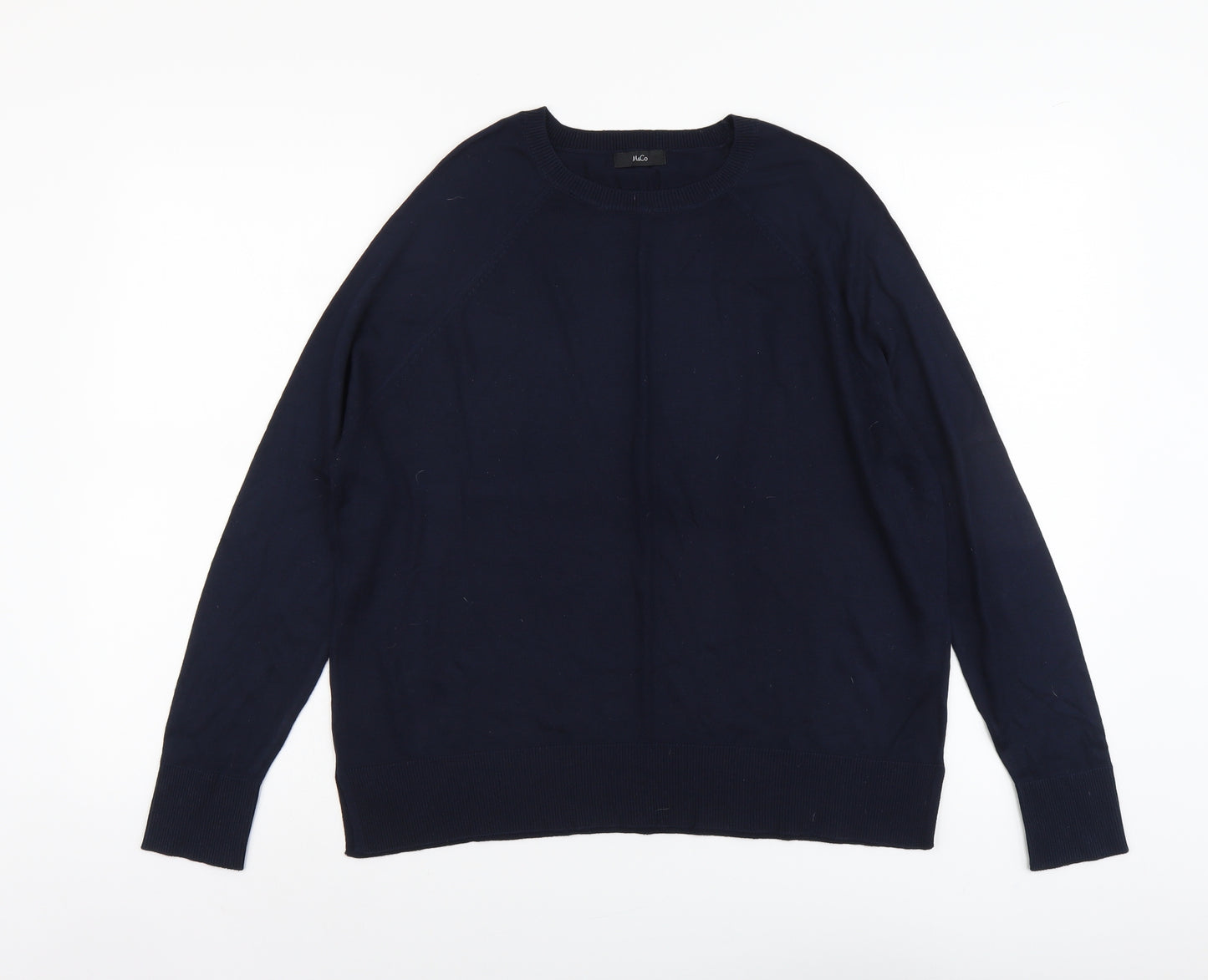 M&Co Womens Blue Scoop Neck Viscose Pullover Jumper Size 14