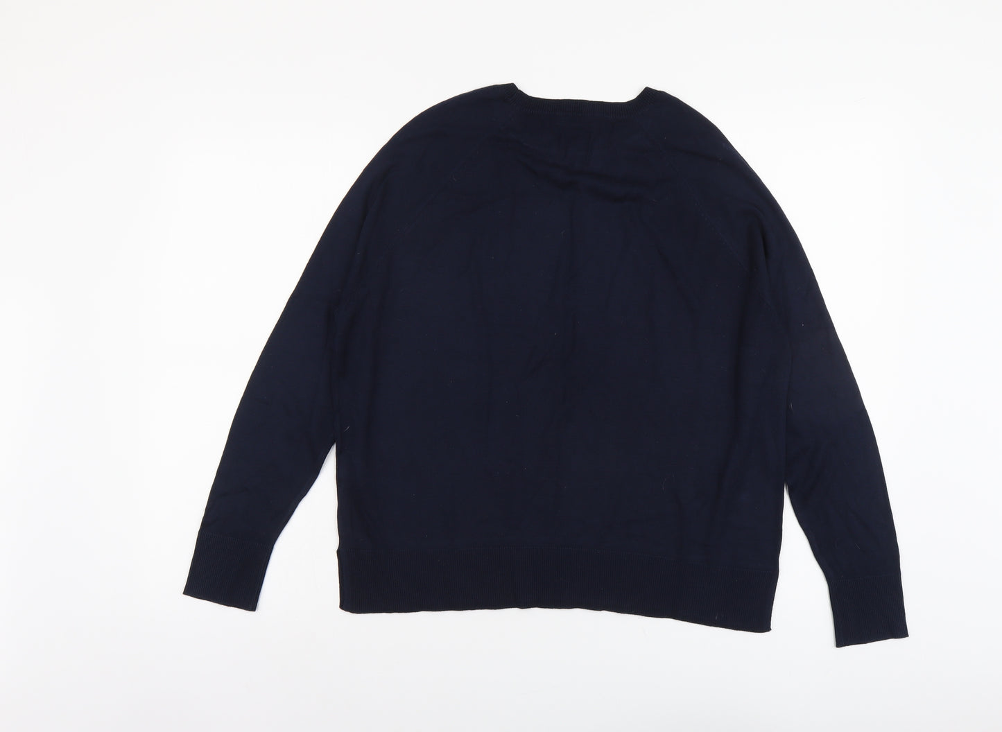 M&Co Womens Blue Scoop Neck Viscose Pullover Jumper Size 14