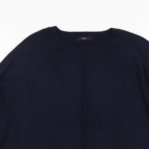 M&Co Womens Blue Scoop Neck Viscose Pullover Jumper Size 14