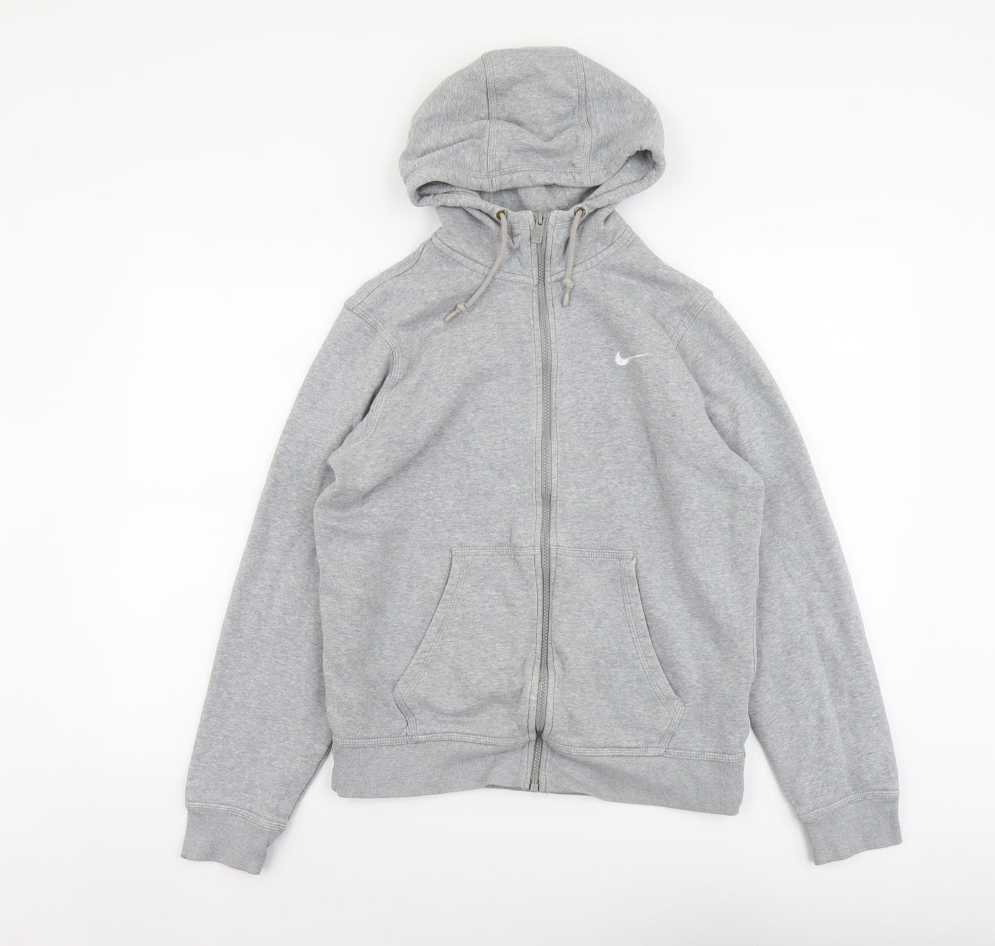 Nike Womens Grey Cotton Full Zip Hoodie Size M Zip