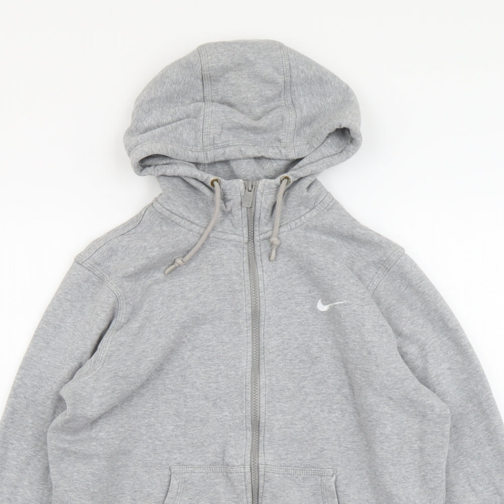 Nike Womens Grey Cotton Full Zip Hoodie Size M Zip