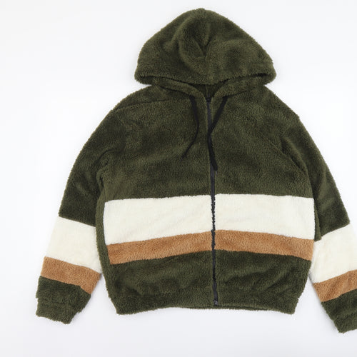 SheIn Womens Green Striped Jacket Size M Zip