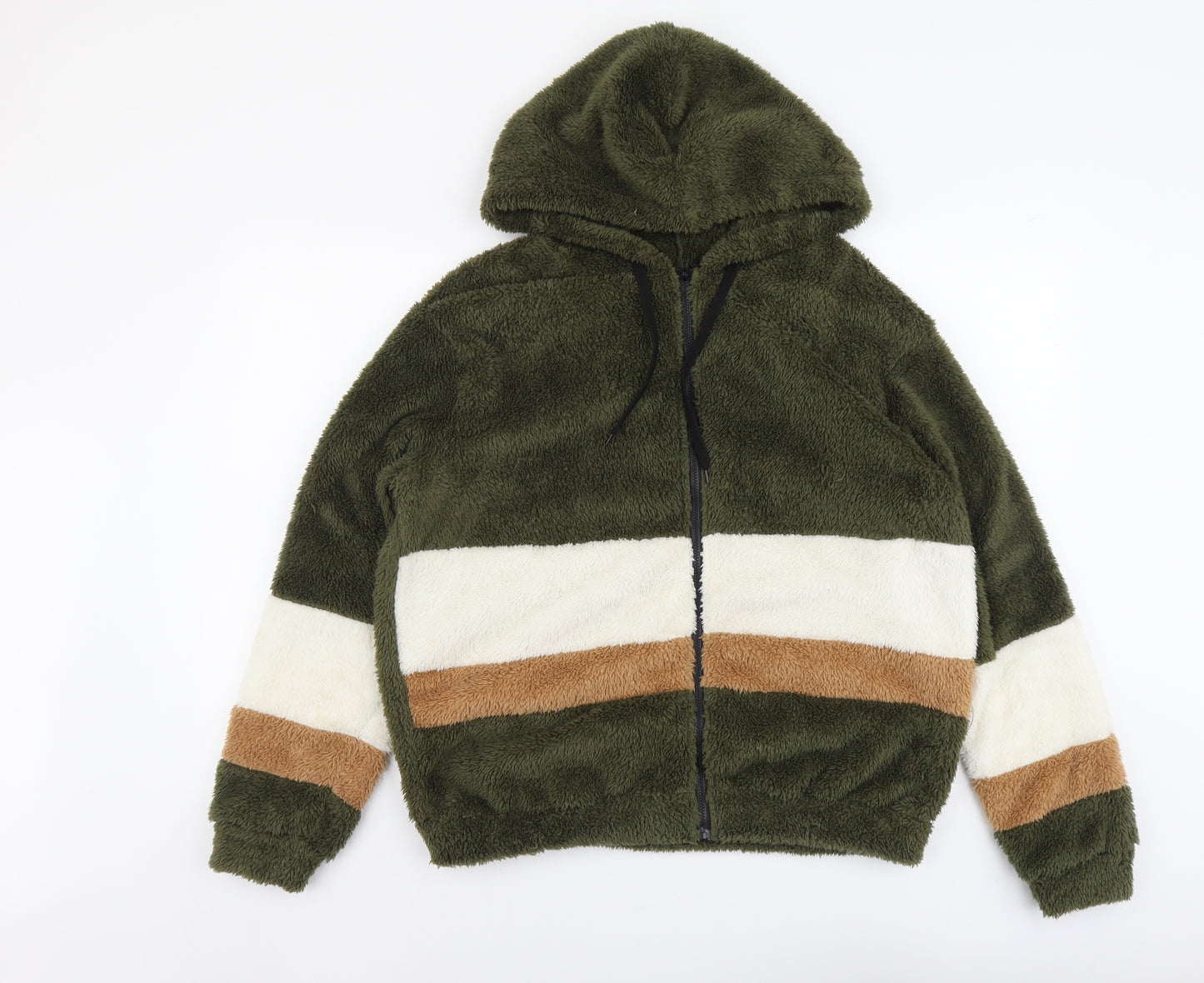 SheIn Womens Green Striped Jacket Size M Zip