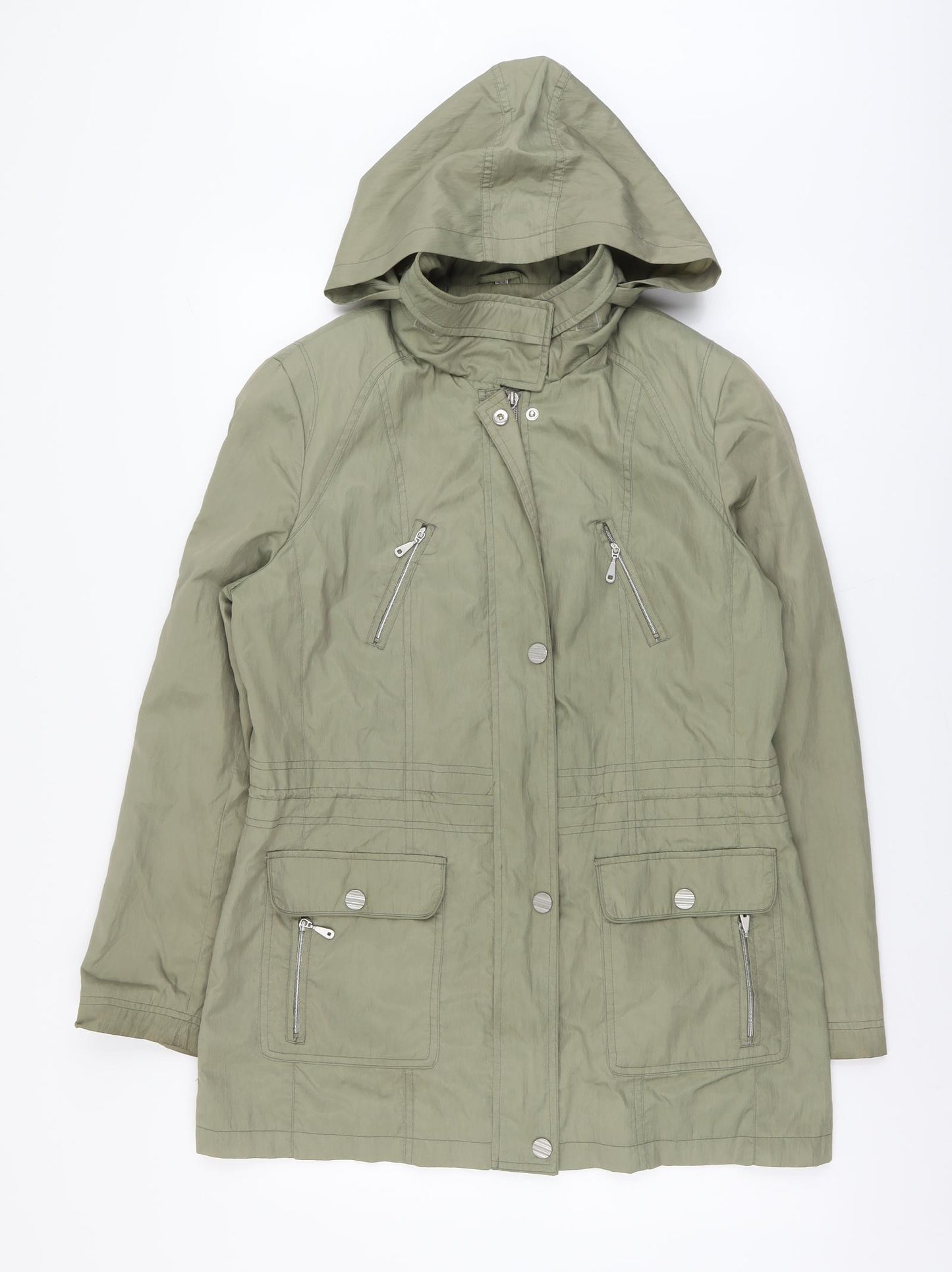Klass Womens Green Parka Coat Size 14 Zip
