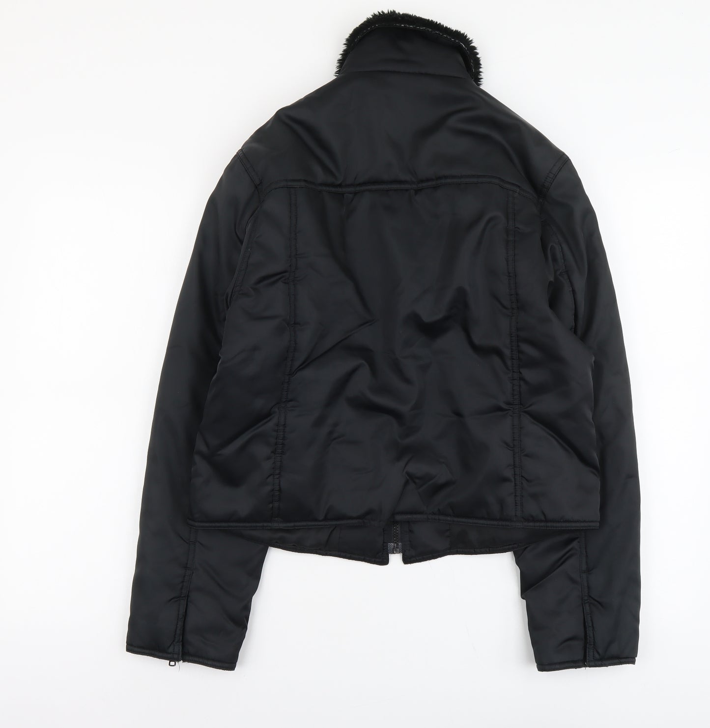 Moto Womens Black Quilted Jacket Size L Zip