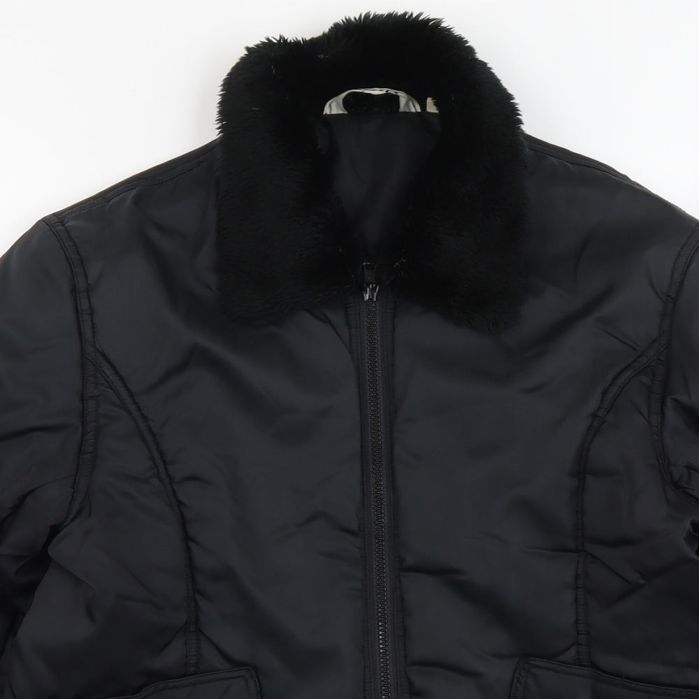 Moto Womens Black Quilted Jacket Size L Zip