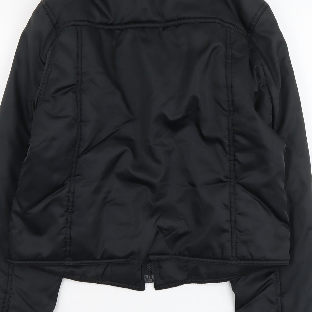 Moto Womens Black Quilted Jacket Size L Zip