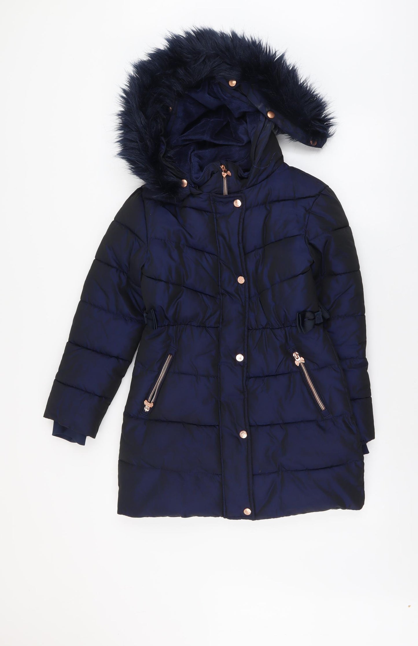 Ted Baker Girls Blue Puffer Jacket Coat Size 11 Years Zip