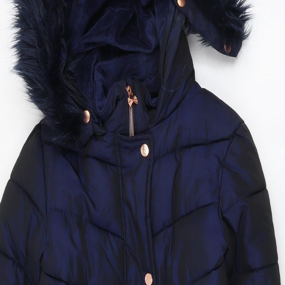 Ted Baker Girls Blue Puffer Jacket Coat Size 11 Years Zip